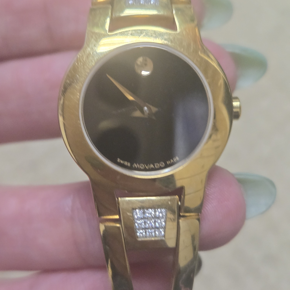 Movado Gold-Tone Museum Dial Amorosa Women's Watch With Diamonds